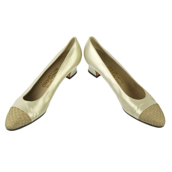 Worn 2X SALVATORE FERRAGAMO 10 AA Silver Gray Lacquered Florence ITALY - Picture 4 of 7